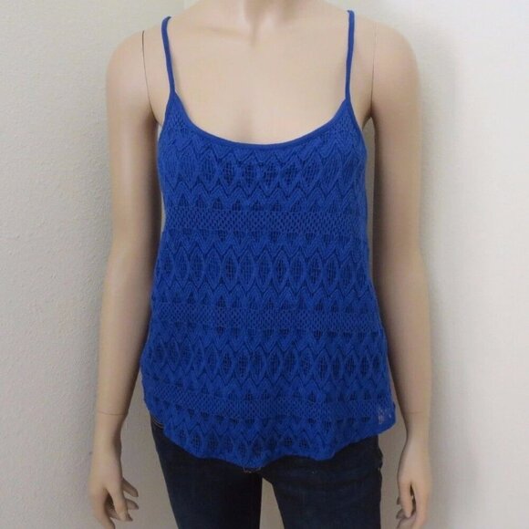 Hollister Womens Lace Crochet Tank Top Size XS Cami Royal Blue Shirt - Picture 1 of 2